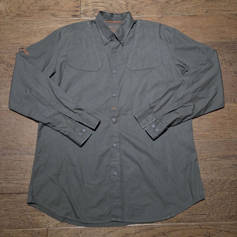 Beretta Shirt Men XXL Long Sleeve Hunting Shooting Quilted Shoulder Field Vented